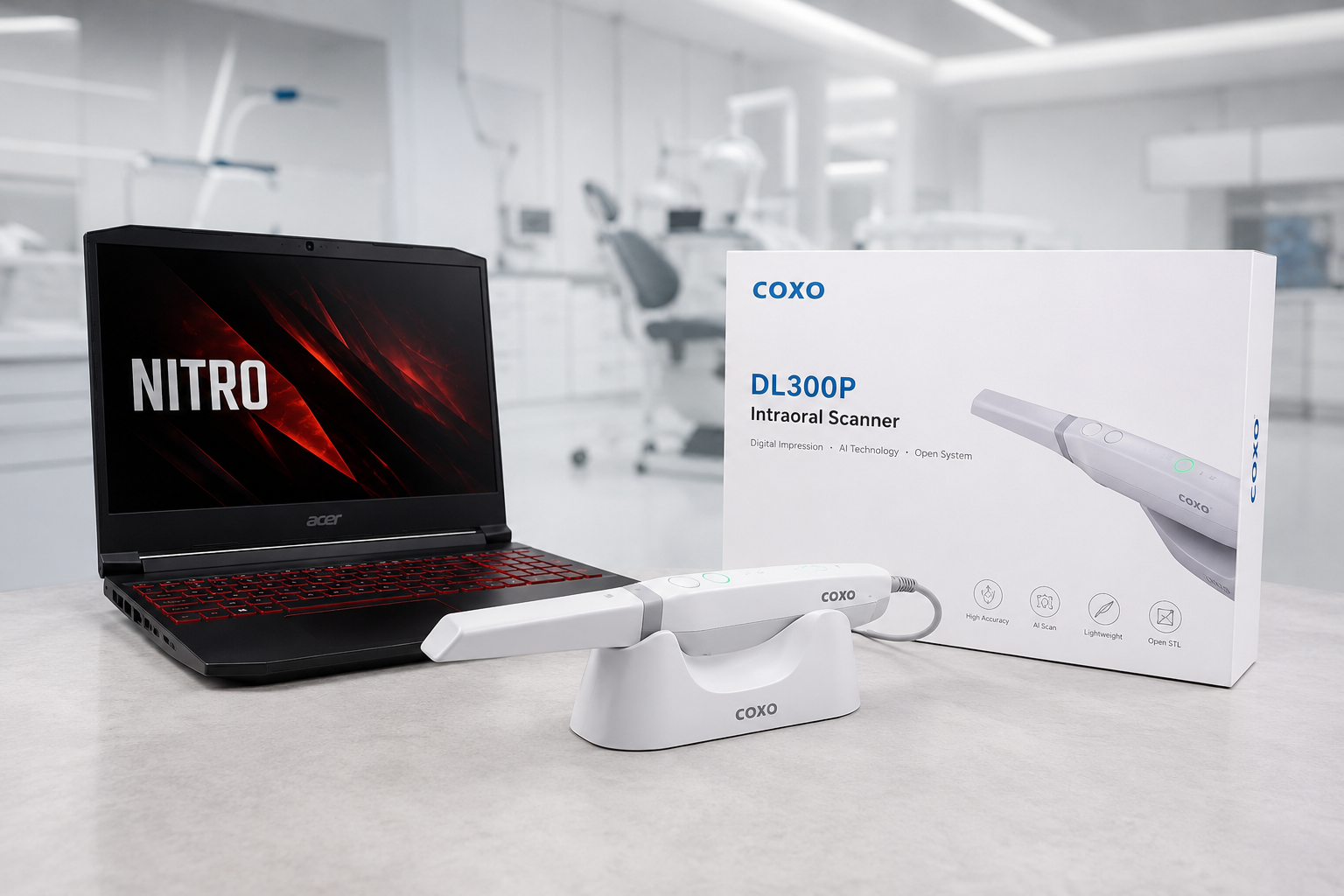 COXO DL300P Intraoral Scanner with Acer Nitro Performance Workstation